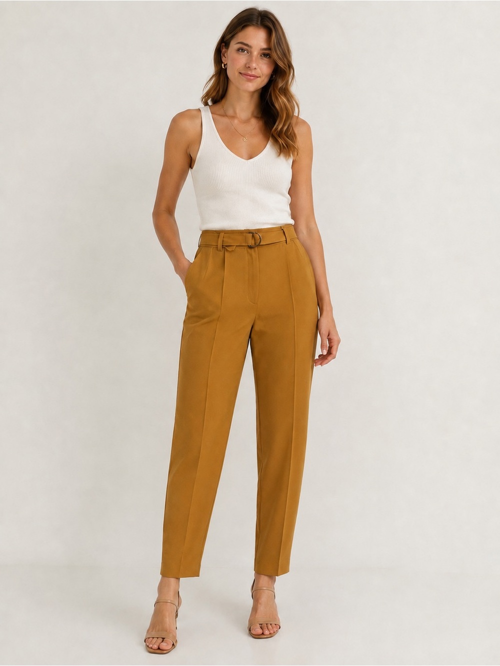J.Crew Camel Belted Tailored Pants | Size 2